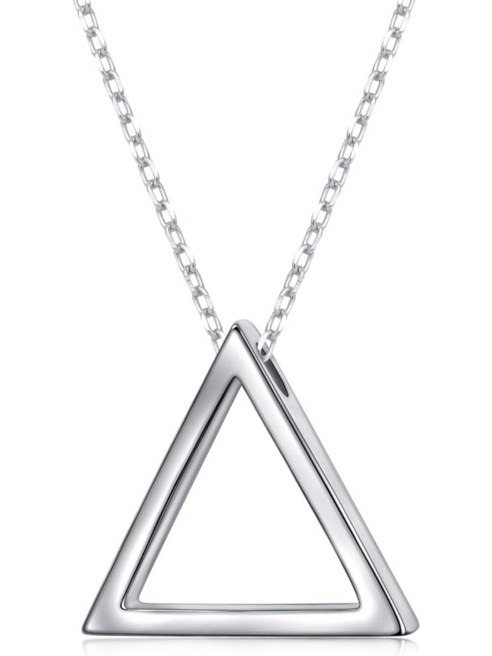 Sterling Silver Geometric Pendant Necklace for Women - Triangle, Rectangle